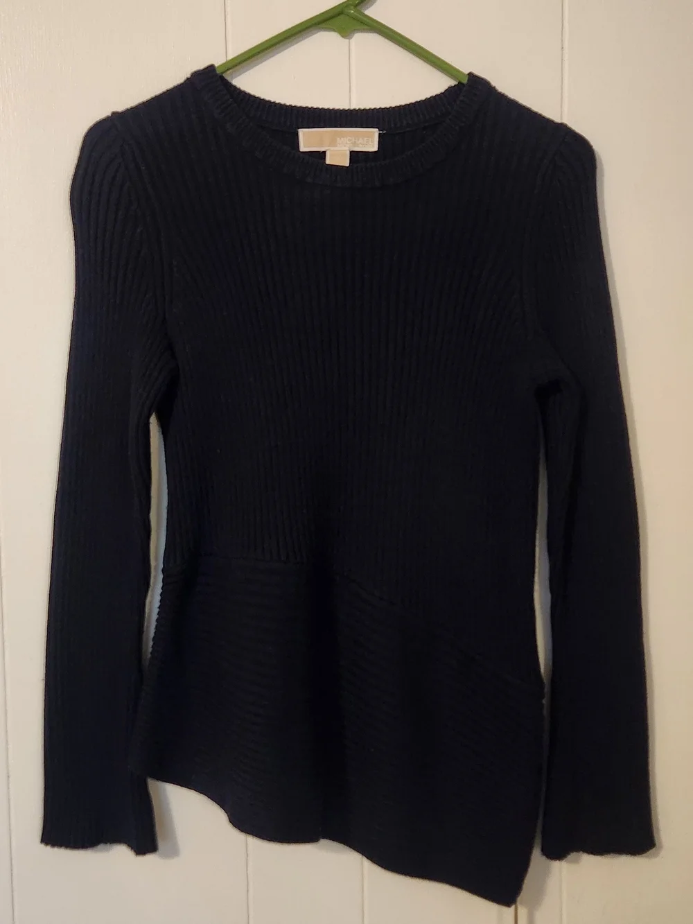Michael Kors Navy Ribbed Long Sleeve Sweater Sz XS